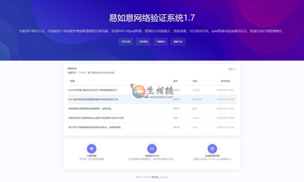 免费开源易如意网络验证系统源码V1.71正式最终版 第1张
